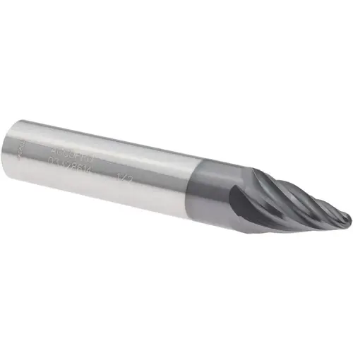 Barrel Cutter End Mills; End Type: Taper Form ; Material: Solid Carbide ; Taper Angle Per Side: 15.00 ; Finish Coating: AlTiN+ ; Length of Cut (Decimal Inch): 0.7868 ; Shank Diameter (Inch): 1/2 Barrel Cutter End Mills; End Type: Taper Form ; Material: Solid Carbide ; Taper Angle Per Side: 15.00 ; Finish Coating: AlTiN+ ; Length of Cut (Decimal Inch): 0.7868 ; Shank Diameter (Inch): 1/2