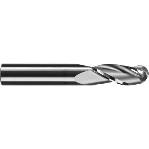 Ball End Mill: 0.1875" Dia, 0.625" LOC, 3 Flute, Solid Carbide Bright/Uncoated
