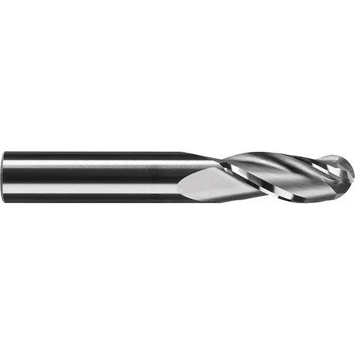 Ball End Mill: 0.1563" Dia, 0.5625" LOC, 3 Flute, Solid Carbide Bright/Uncoated Ball End Mill: 0.1563" Dia, 0.5625" LOC, 3 Flute, Solid Carbide Bright/Uncoated