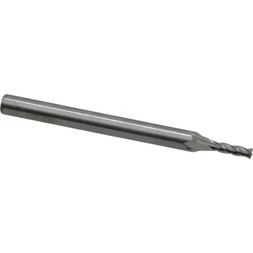 Square End Mill: 1/16 inch Dia, 3/16 inch LOC, 1/8 inch Shank Dia, 1-1/2 inch OAL, 4 Flutes, Solid Carbide