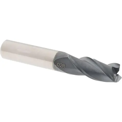 Corner Radius End Mill: 7/16" Dia, 1" LOC, 0.02" Radius, 3 Flutes, Solid Carbide AlTiN Corner Radius End Mill: 7/16" Dia, 1" LOC, 0.02" Radius, 3 Flutes, Solid Carbide AlTiN