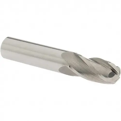 Ball End Mill: 0.625" Dia, 1.25" LOC, 4 Flute, Solid Carbide Bright/Uncoated Ball End Mill: 0.625" Dia, 1.25" LOC, 4 Flute, Solid Carbide Bright/Uncoated