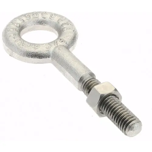 Fixed Lifting Eye Bolt: Without Shoulder, 1,200 lb Capacity, 3/8-16 Thread, Grade 316 Stainless Steel