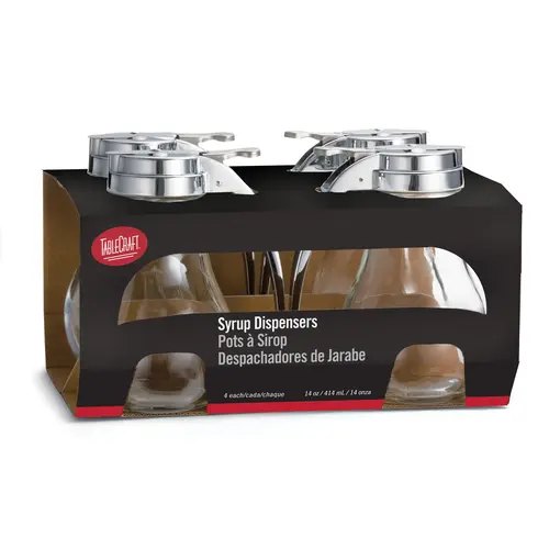 Tablecraft Dispenser Syrup Teardrop Glass 1, 4 Count