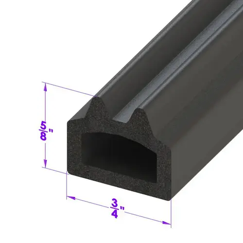 D Shaped Extrusion. 3/4" wide X 5/8" high
