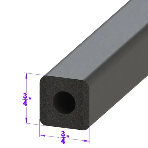 Square Shaped Extrusion. 3/4" Square. Sold by the foot