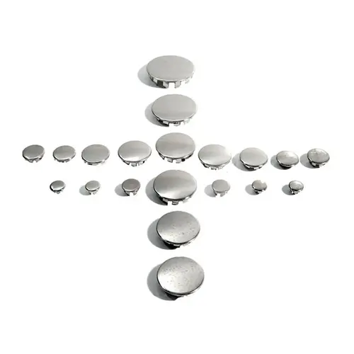 Chrome Flush Mount Hole Plugs, Universal, Various Sizes, 20 Pieces