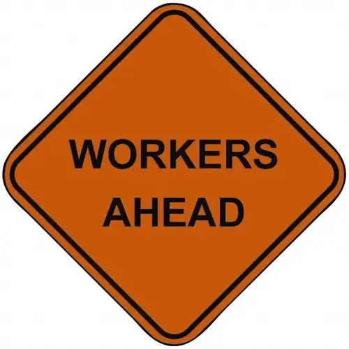 Road Construction Sign: Square, "Workers Ahead" Road Construction Sign: Square, "Workers Ahead"