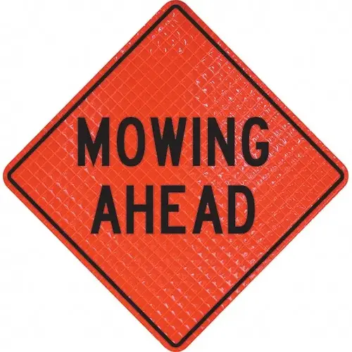 Traffic Control Sign: Triangle, "Mowing Ahead" Traffic Control Sign: Triangle, "Mowing Ahead"
