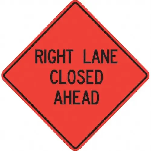 Traffic Control Sign: Triangle, "Right Lane Closed Ahead" Traffic Control Sign: Triangle, "Right Lane Closed Ahead"