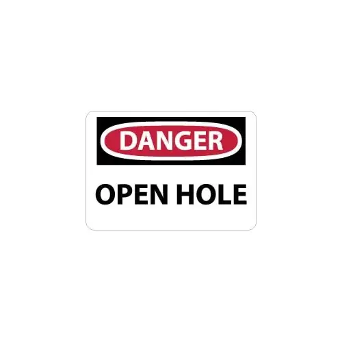 Sign: Rectangle, "Danger - Open Hole" Sign: Rectangle, "Danger - Open Hole"