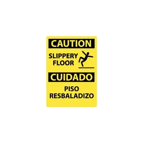 Sign: Rectangle, "Caution - Slippery Floor" Sign: Rectangle, "Caution - Slippery Floor"