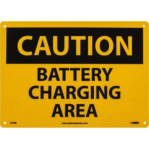 Sign: Rectangle, "Caution - Battery Charging Area" Sign: Rectangle, "Caution - Battery Charging Area"