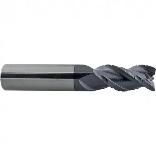 Roughing & Finishing End Mill: 3/8" Dia, 3 Flutes, 0.02" Corner Radius, Corner Radius End, Solid Carbide AlTiN Roughing & Finishing End Mill: 3/8" Dia, 3 Flutes, 0.02" Corner Radius, Corner Radius End, Solid Carbide AlTiN