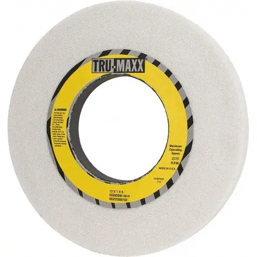 Surface Grinding Wheel: 12" Dia, 1" Thick, 5" Hole, 46 Grit, H Hardness Surface Grinding Wheel: 12" Dia, 1" Thick, 5" Hole, 46 Grit, H Hardness