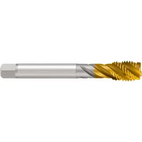 1/4-18 NPS, 45 degree Helix, 5 Flutes, Bottoming Chamfer, TiN Finish, Cobalt, Spiral Flute Pipe Tap 1/4-18 NPS, 45 degree Helix, 5 Flutes, Bottoming Chamfer, TiN Finish, Cobalt, Spiral Flute Pipe Tap