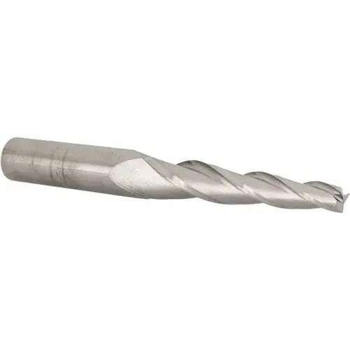 Tapered End Mill: 3 degree per Side, 1/4" Small Dia, 2" LOC, 3 Flutes, Solid Carbide, Square End Uncoated Tapered End Mill: 3 degree per Side, 1/4" Small Dia, 2" LOC, 3 Flutes, Solid Carbide, Square End Uncoated