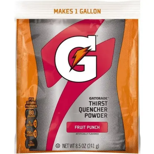 Activity Drink: 8.5 oz, Pack, Fruit Punch, Powder, Yields 1 gal