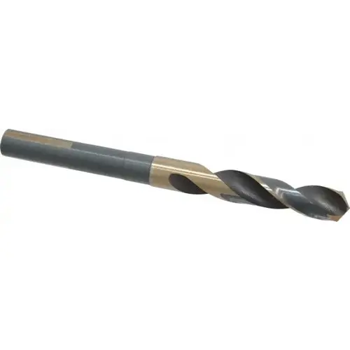 Reduced Shank Drill Bit: 35/64 inch Dia, 1/2 inch Shank Dia, 118 0, High Speed Steel Coated