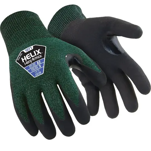General Purpose Gloves: Size 2X-Large, ANSI Cut A2, ANSI Puncture 3, Micro-Foam Nitrile, Series Helix