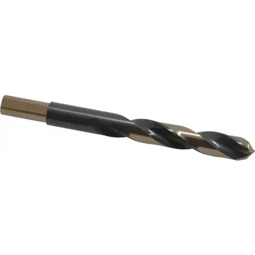 Reduced Shank Drill Bit: 7/16 inch Dia, 3/8 inch Shank Dia, 135 0, High Speed Steel Coated