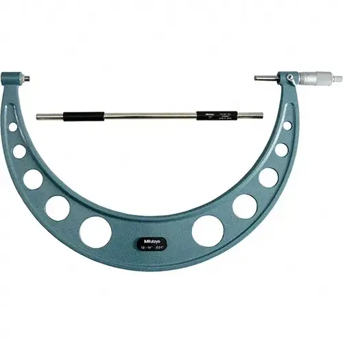 Mechanical Outside Micrometer: 14" Range, 0.001" Graduation Chrome-Plated