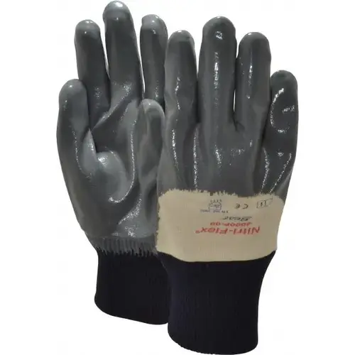 General Purpose Work Gloves: Medium, Nitrile Coated, Cotton