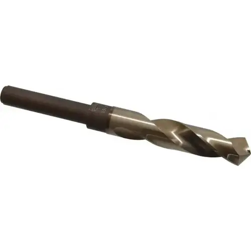 Reduced Shank Drill Bit: 45/64 inch Dia, 1/2 inch Shank Dia, 118 0, Cobalt Coated