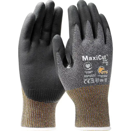 Cut & Puncture Resistant Gloves; Coating Material: Micro-Foam Nitrile ; Coating Coverage: Palm & Fingers ; Glove Type: Cut-Resistant ; ANSI/ISEA Cut Resistance Level: A5 ; Primary Material: Engineered Yarn ; ANSI/ISEA Abrasion Resistance Level: 4 Cut & Puncture Resistant Gloves; Coating Material: Micro-Foam Nitrile ; Coating Coverage: Palm & Fingers ; Glove Type: Cut-Resistant ; ANSI/ISEA Cut Resistance Level: A5 ; Primary Material: Engineered Yarn ; ANSI/ISEA Abrasion Resistance Level: 4
