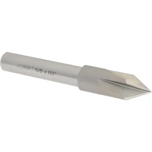 Countersink: 5/8" Head Dia, 60 degree Included Angle, 4 Flutes, High Speed Steel, Right Hand Cut