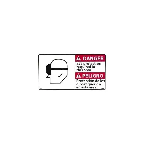 Sign: Rectangle, "Danger - Eye Protection Required in This Area"