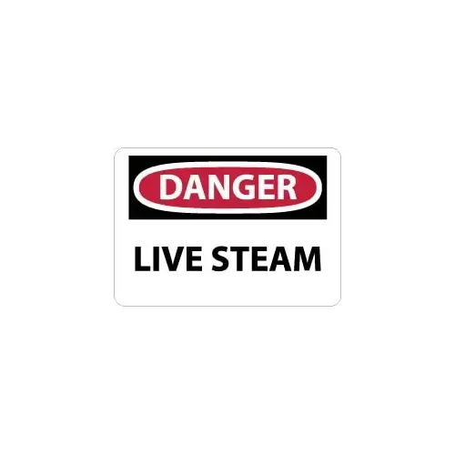 Sign: Rectangle, "Danger - Live Steam" Sign: Rectangle, "Danger - Live Steam"