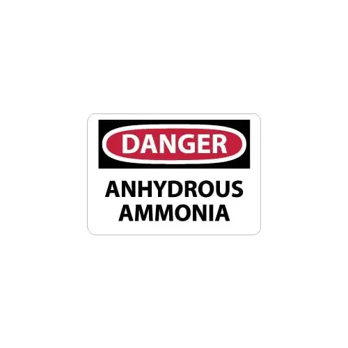 Chemical & Hazardous Material Sign: Rectangle, "Danger, ANHYDROUS AMMONIA"