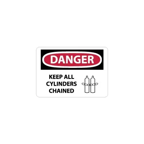 Sign: Rectangle, "Danger - Keep All Cylinders Chained"