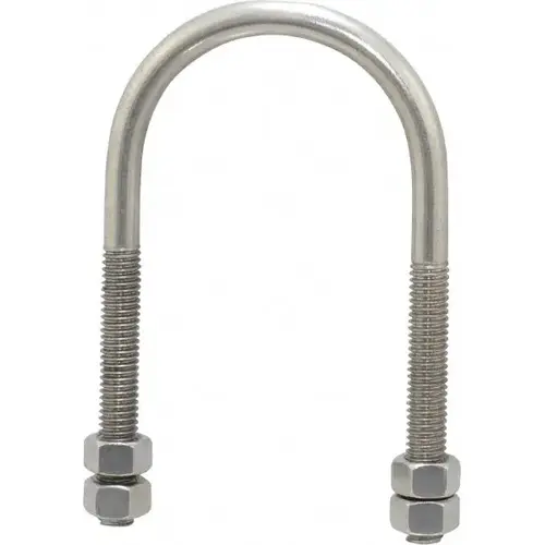 Round U-Bolt: Without Mount Plate, 3/8-16 UNC, 2-1/2" Thread Length, for 2" Pipe, Stainless Steel Round U-Bolt: Without Mount Plate, 3/8-16 UNC, 2-1/2" Thread Length, for 2" Pipe, Stainless Steel