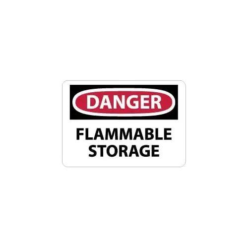 Chemical & Hazardous Material Sign: Rectangle, "Danger, FLAMMABLE STORAGE" Chemical & Hazardous Material Sign: Rectangle, "Danger, FLAMMABLE STORAGE"