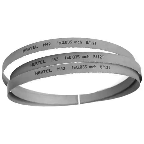 Welded Band Saw Blades; Blade Length (Feet): 14 ft 6 ; Blade Width (Inch): 1in ; Teeth Per Inch: 8-12 ; Blade Material: Bi-Metal ; Tooth Material: M42 High Speed Steel ; Tooth Form: Straight Welded Band Saw Blades; Blade Length (Feet): 14 ft 6 ; Blade Width (Inch): 1in ; Teeth Per Inch: 8-12 ; Blade Material: Bi-Metal ; Tooth Material: M42 High Speed Steel ; Tooth Form: Straight