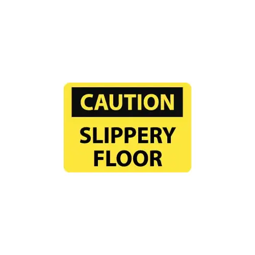 Accident Prevention Sign: Rectangle, "Caution, SLIPPERY FLOOR" Accident Prevention Sign: Rectangle, "Caution, SLIPPERY FLOOR"