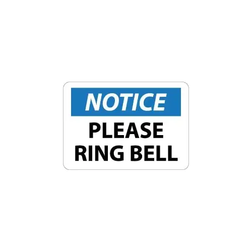 Accident Prevention Sign: Rectangle, "Notice, PLEASE RING BELL" Accident Prevention Sign: Rectangle, "Notice, PLEASE RING BELL"