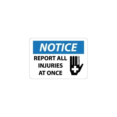 Report Injuries Sticker Accuform N336PB Inspecting, Testing & Data Sign: Rectangle,