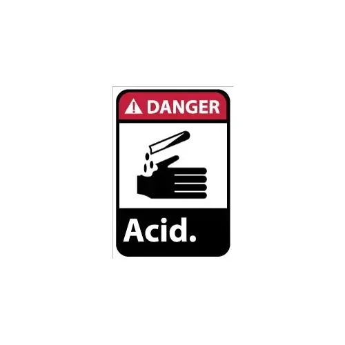 Sign: Rectangle, "Danger - Acid"