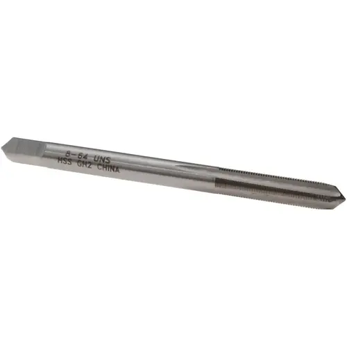 Straight Flute Tap: #8-64 UNS, 4 Flutes, Plug, High Speed Steel, Bright/Uncoated