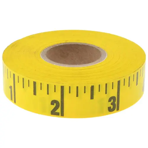 60 Ft. Long x 5/8 Inch Wide, 1/4 Inch Graduation, Yellow, Adhesive Tape Measure 60 Ft. Long x 5/8 Inch Wide, 1/4 Inch Graduation, Yellow, Adhesive Tape Measure