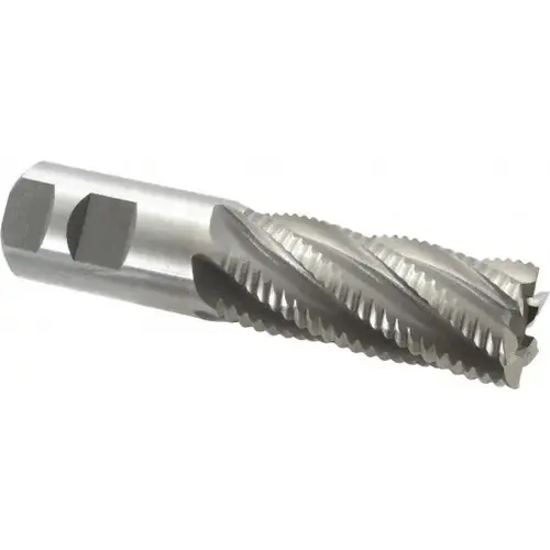 Roughing End Mill: 1-1/4" Dia, 6 Flutes, Single End, Cobalt Bright/Uncoated Roughing End Mill: 1-1/4" Dia, 6 Flutes, Single End, Cobalt Bright/Uncoated