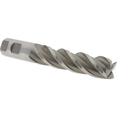 Square End Mill: 1" Dia, 4" LOC, 4 Flutes, High Speed Steel Bright/Uncoated