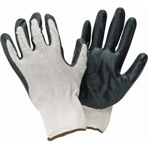 General Purpose Work Gloves: Large, Nitrile Coated, Nylon
