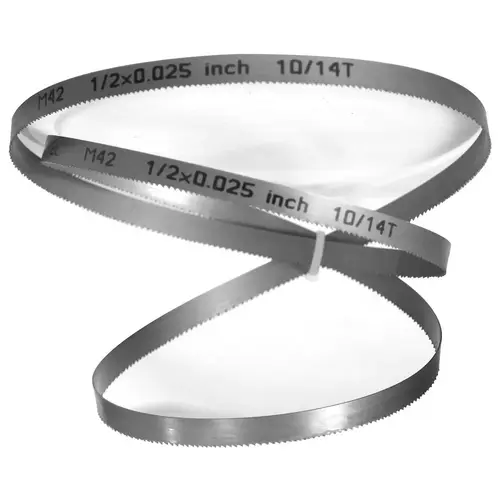 Welded Band Saw Blades; Blade Length (Feet): 5 ft 4 ; Blade Width (Inch): 1/2in ; Teeth Per Inch: 10-14 ; Blade Material: Bi-Metal ; Tooth Material: M42 High Speed Steel ; Tooth Form: Straight