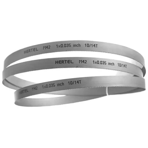 Welded Band Saw Blades; Blade Length (Feet): 10 ft ; Blade Width (Inch): 1in ; Teeth Per Inch: 10-14 ; Blade Material: Bi-Metal ; Tooth Material: M42 High Speed Steel ; Tooth Form: Straight Welded Band Saw Blades; Blade Length (Feet): 10 ft ; Blade Width (Inch): 1in ; Teeth Per Inch: 10-14 ; Blade Material: Bi-Metal ; Tooth Material: M42 High Speed Steel ; Tooth Form: Straight