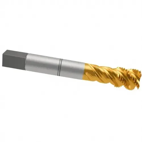 Spiral Flute Tap: 3/4-16 UNF, 5 Flutes, Bottoming, 2B Class of Fit, Cobalt, TIN Coated