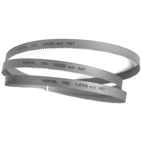 Welded Band Saw Blades; Blade Length (Feet): 10 ft 10-1/2 ; Blade Width (Inch): 1in ; Teeth Per Inch: 4-6 ; Blade Material: Bi-Metal ; Tooth Material: M42 High Speed Steel ; Tooth Form: Duplex Welded Band Saw Blades; Blade Length (Feet): 10 ft 10-1/2 ; Blade Width (Inch): 1in ; Teeth Per Inch: 4-6 ; Blade Material: Bi-Metal ; Tooth Material: M42 High Speed Steel ; Tooth Form: Duplex